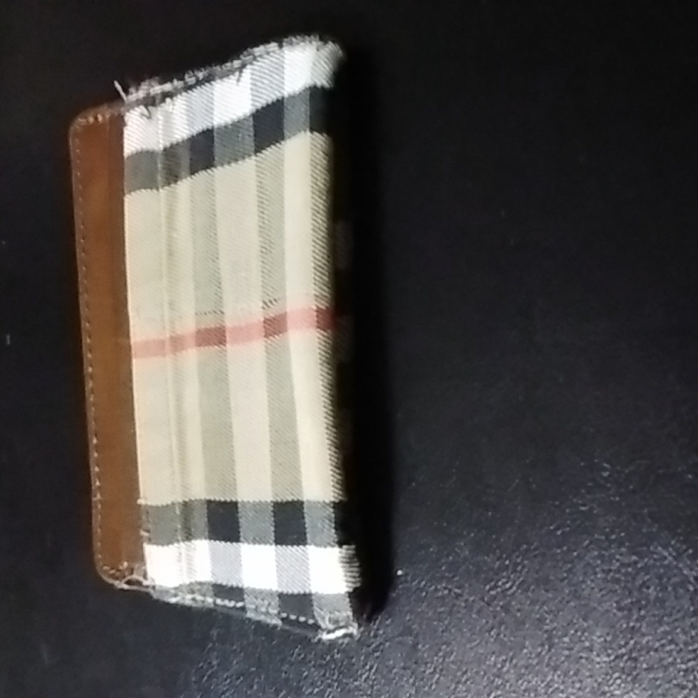 Men's leather jacket. Burberry fabric. Brown.